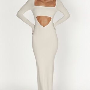 Meshki Cream Cut-Out Long Sleeve Dress